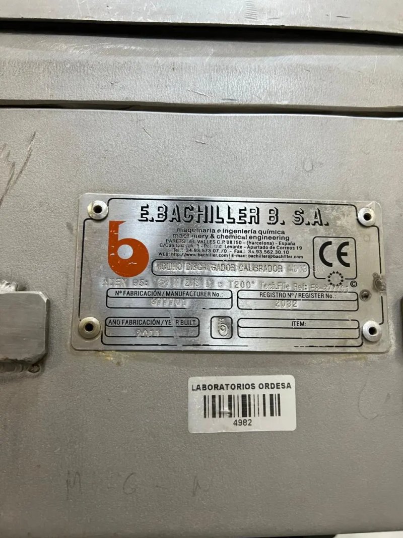 USED BACHILLER MDCB 300 ATEX STAINLESS STEEL CALIBRATOR DISGREGATION MILL