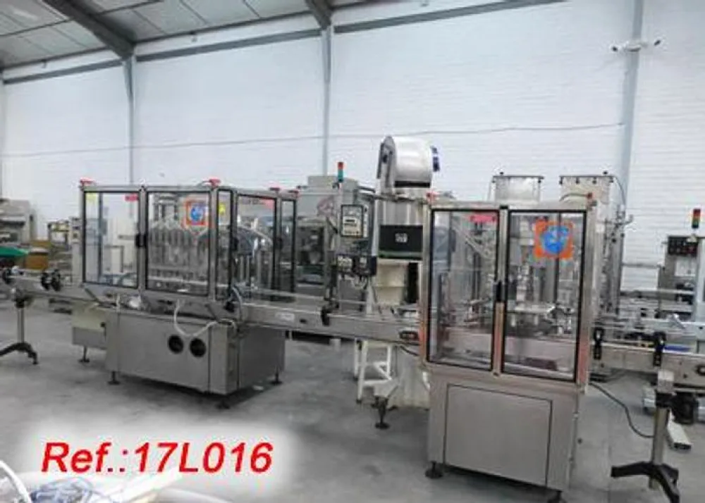 LÍNEA AUTOMÁTICA LINEAL DE LLENADO Y CERRADO “J. ESQUERDA” MODELO LL-H-8 2000BS DE 8 PISTONES CON TOLVA CON ELEVADOR DE TAPONES TIPO JIRAFA Y VIBRADOR CON CUBA Y SALOMÓNICO PARA CERRADO DE BOTELLAS EN AUTOMÁTICO