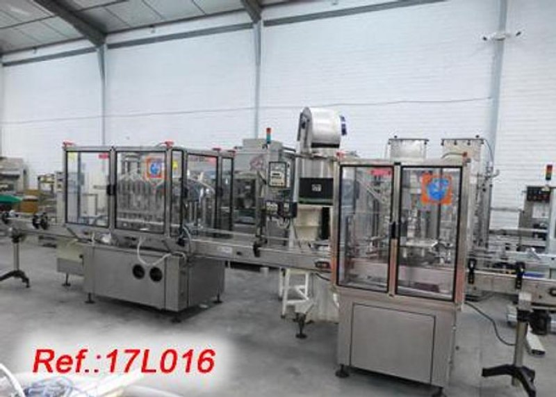 LÍNEA AUTOMÁTICA LINEAL DE LLENADO Y CERRADO “J. ESQUERDA” MODELO LL-H-8 2000BS DE 8 PISTONES CON TOLVA CON ELEVADOR DE TAPONES TIPO JIRAFA Y VIBRADOR CON CUBA Y SALOMÓNICO PARA CERRADO DE BOTELLAS EN AUTOMÁTICO