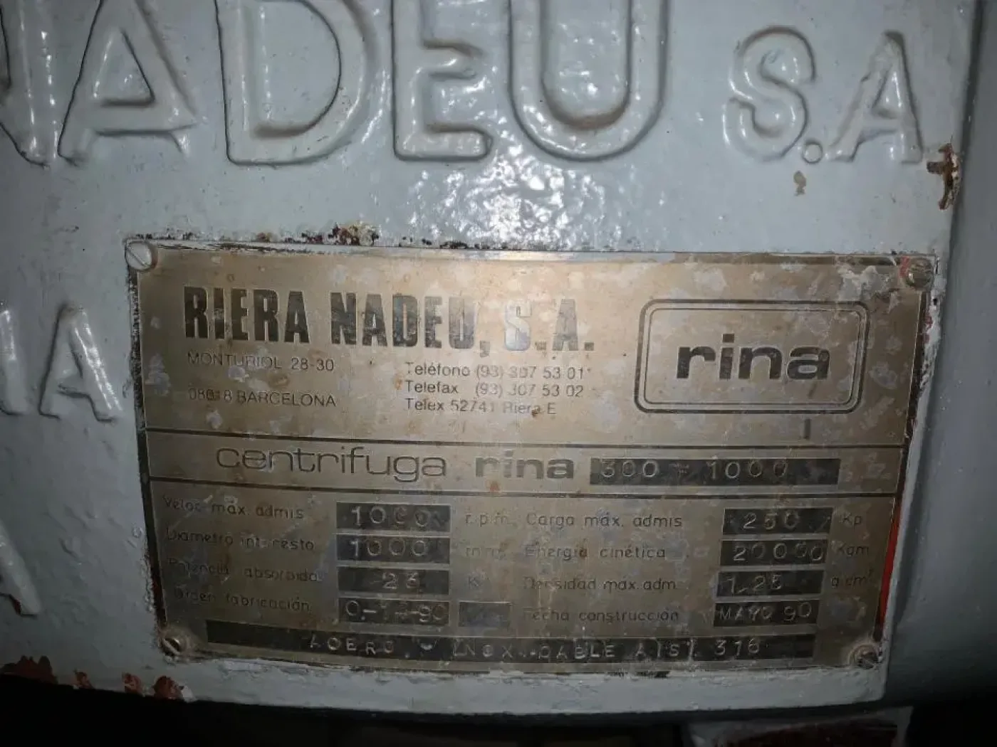 USED RIERA NADEU 300F-1000 CENTRIFUGE - 2