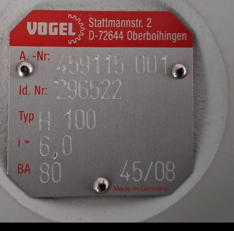 Vogel H100 Winkelgetriebe BA80 i=6,0 Industriegetriebe