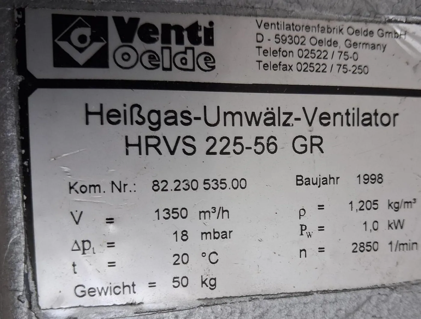 Venti Oelde HRVS 225-56-GR Heißgas-Umwälzventilator - 6