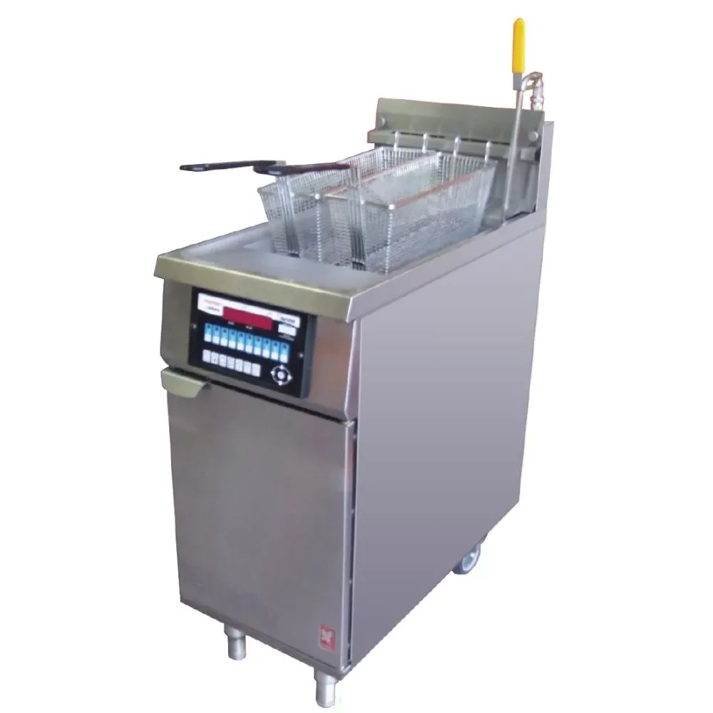 Falcon Infinity Single Tank Twin Basket Free Standing Natural Gas Filtration Fryer G2844F - islandcatering