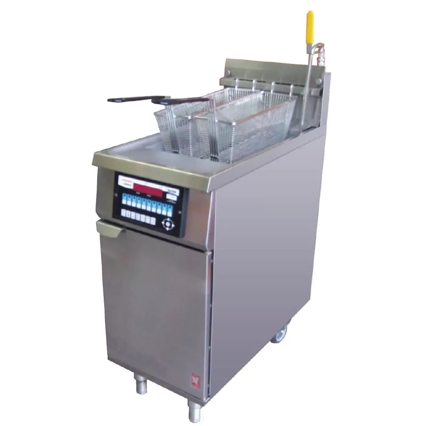 Falcon Infinity Single Tank Twin Basket Free Standing Natural Gas Filtration Fryer G2844F - islandcatering - 1