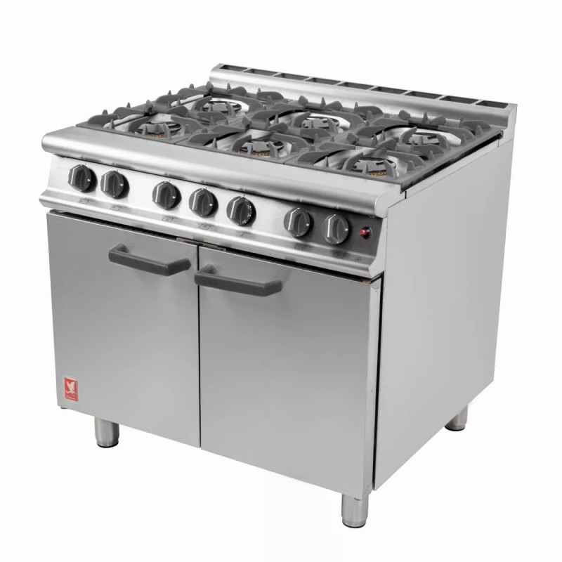 Falcon 6 Burner Dominator Plus Oven Range G3101 Natural Gas with Feet - islandcatering