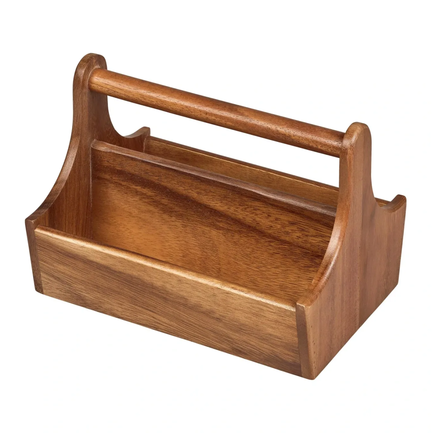 Tala Counter Display Tidy With 2 Compartments And Bar Carry Handle In Lacquered Acacia - islandcatering - 3