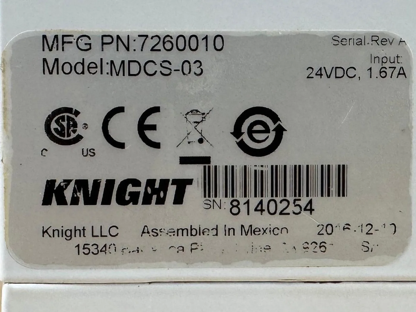 Knight Scope Tech I.Q Pump Model: MDCS-03 Endoscope Cleaning REF: 7260010 YOM: 2016 - 6