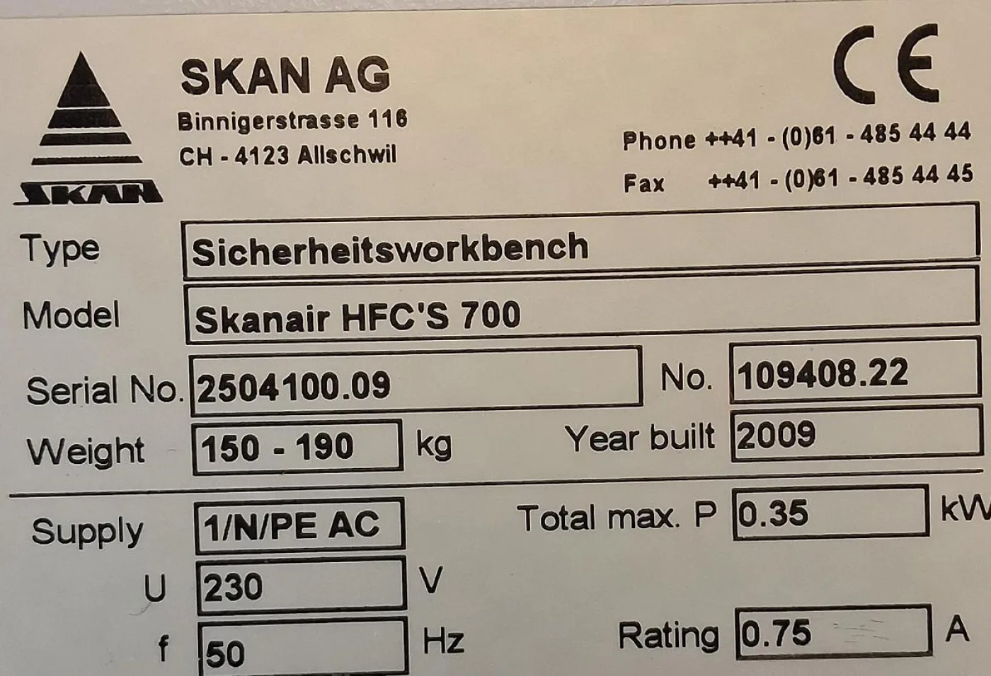 SKAN Skanair Sicherheitswerkbank HFC-S 700 - 6