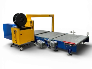 Strapex SMG 65 automatische Umreifungsanlage mit Fördertechnik und modularen Gliederbandförderanlage Art.-Nr. 745.200.311