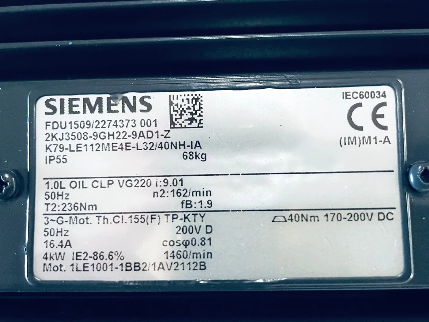 Siemens Getriebemotor K79-LE112ME4E-L32/40NH-IA - 6