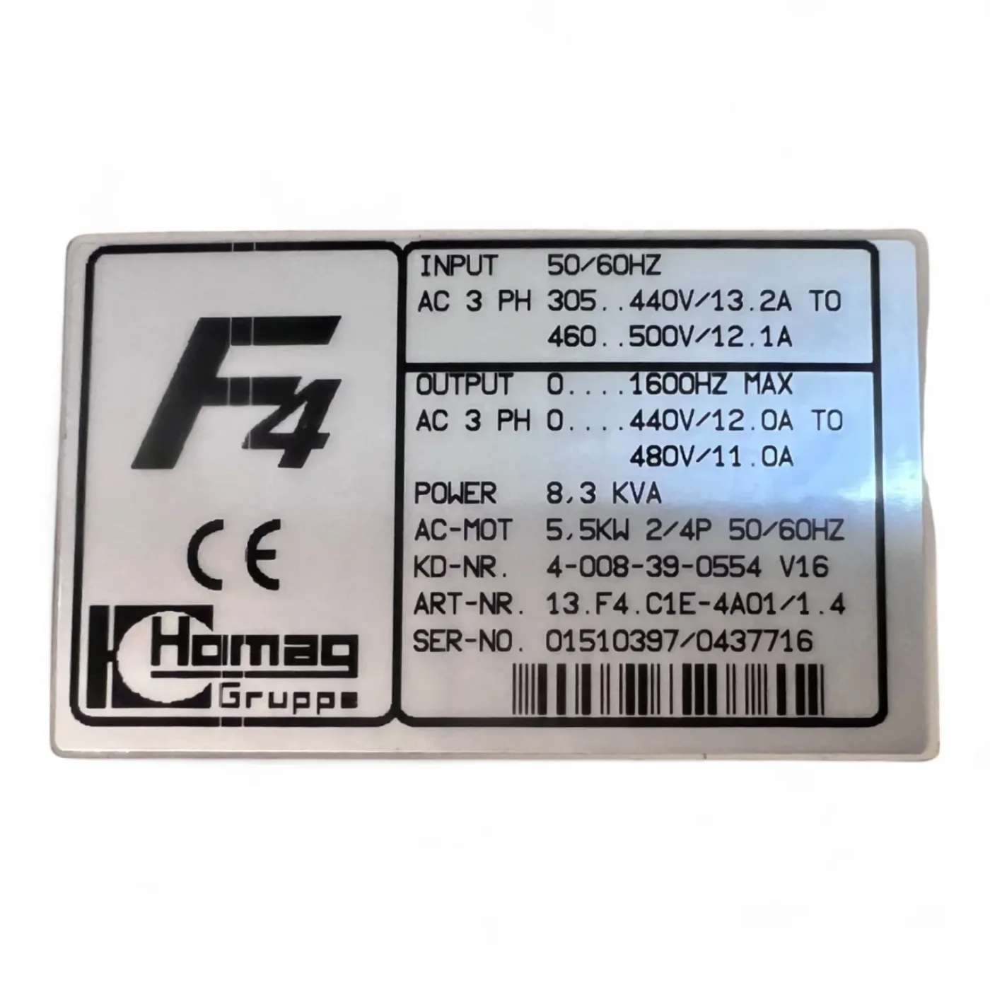 HOMAG KEB Frequenzumrichter COMBIVERT F4 13.F4.C1E-4A01.1/4 für 5,5 kW 400 V 50/60 Hz 4-008-39-0554 V16 - 6