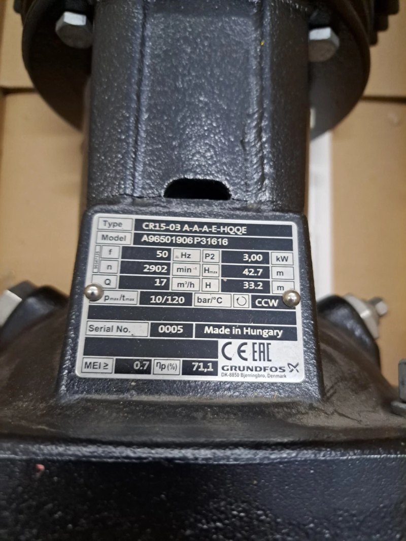 Grundfos Vertikale mehrstufige Kreiselpumpe CR 15-3 A-A-A-E-HQQE