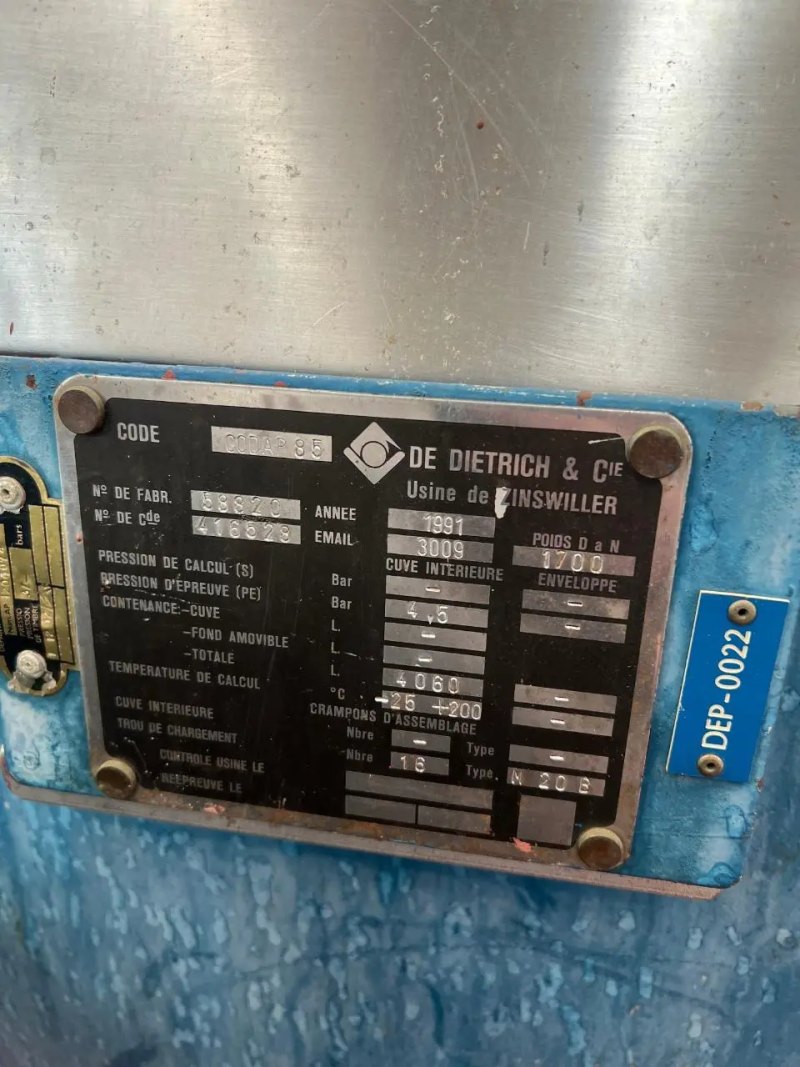 USED DIETRICH ENAMELED TANK 4,060 LITERS