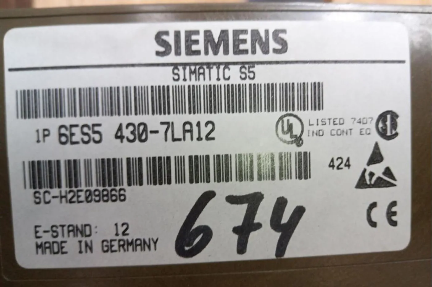Siemens SIMATIC S5 6ES5 430-7LA12 Digital Input Module - 4