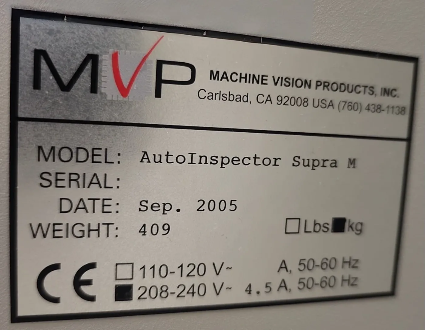 MVP AutoInspector Supra M, AOI, vintage 2005 - 2