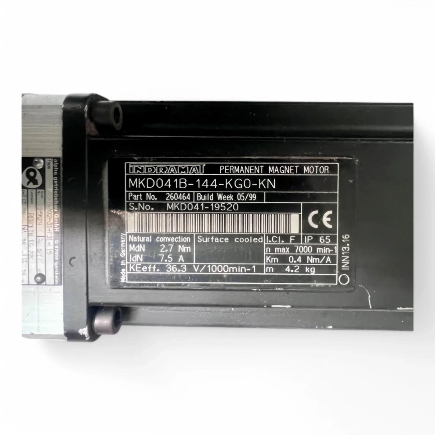 INDRAMAT MKD041B-144-KG0-KN Servomotor mit Alpha Getriebe TP 010-W2-31-C3I-015 – C-Achse für HOMAG mit Omlat Adaption - 4
