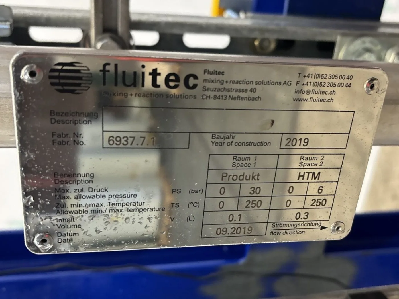 Fluitec Contiplant Pilot - Stainless Steel Reactor - 6