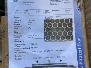 Rouleaux Anilox pour groupe verni Heidelberg XL 75