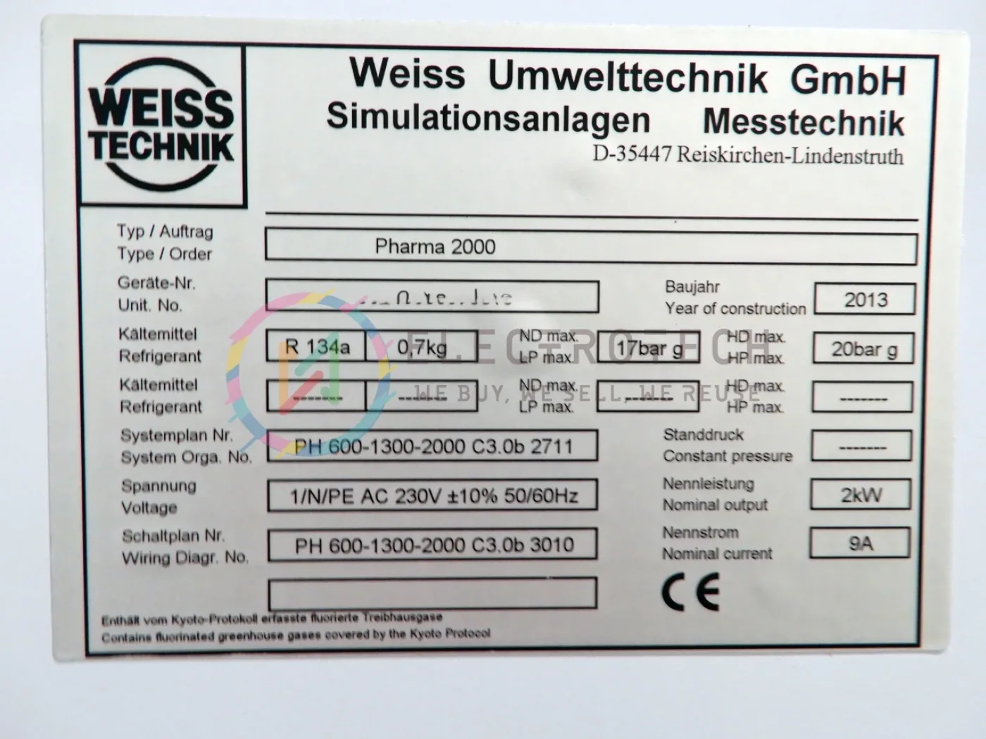 Weiss Pharma 2000, climate chamber, vintage 2013 - 3