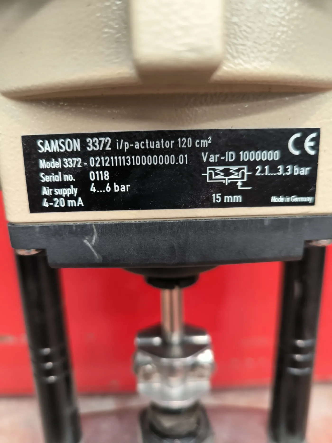 PROPORTIONAL CONTROL VALVE SAMSON 3321 DN25 PN16 WITH PNEUMATIC ACTUATOR 3371 - 2