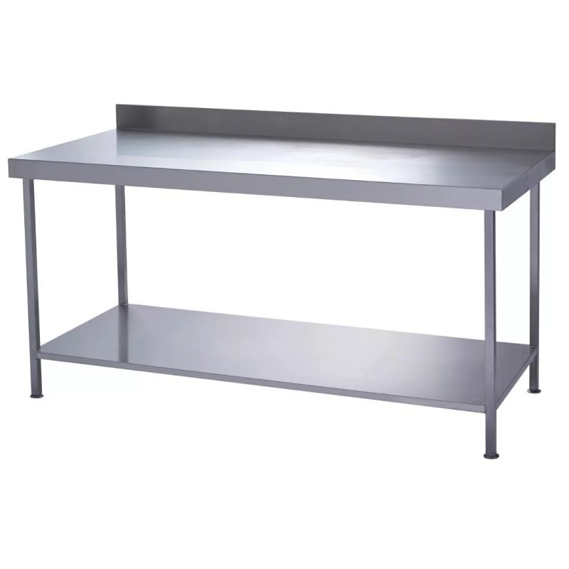 Parry Fully Welded Stainless Steel Wall Table with Undershelf 600x600mm - islandcatering