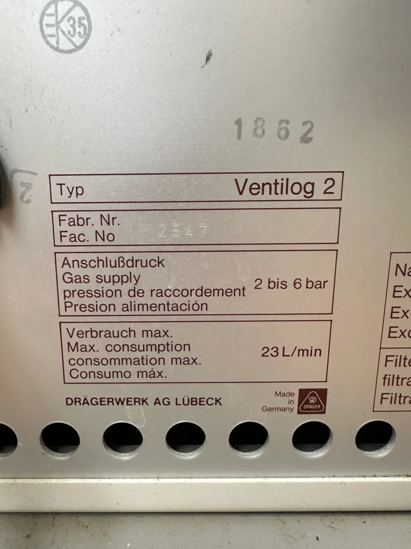 Dräger Sulla 800 V Narkosebeatmungsgerät - 8