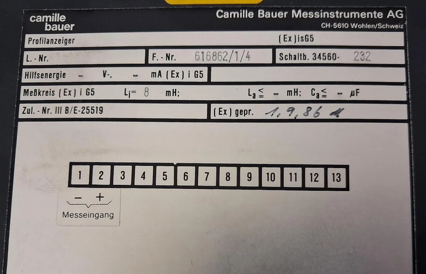 Camille Bauer Messspulinstrument 0–100 m³/h 0–20 mA Schalttafeleinbau - 7