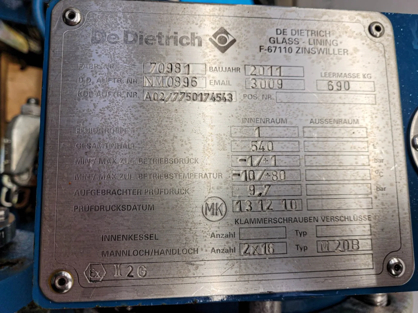 De Dietrich 540 Ltr. - Pressure vessel - 6