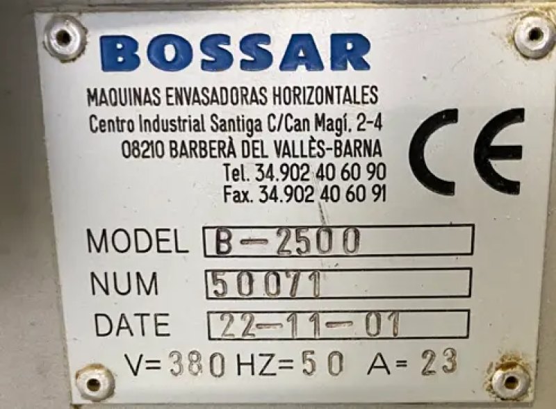 SACHET PACKAGING MACHINE BOSSAR B-2500