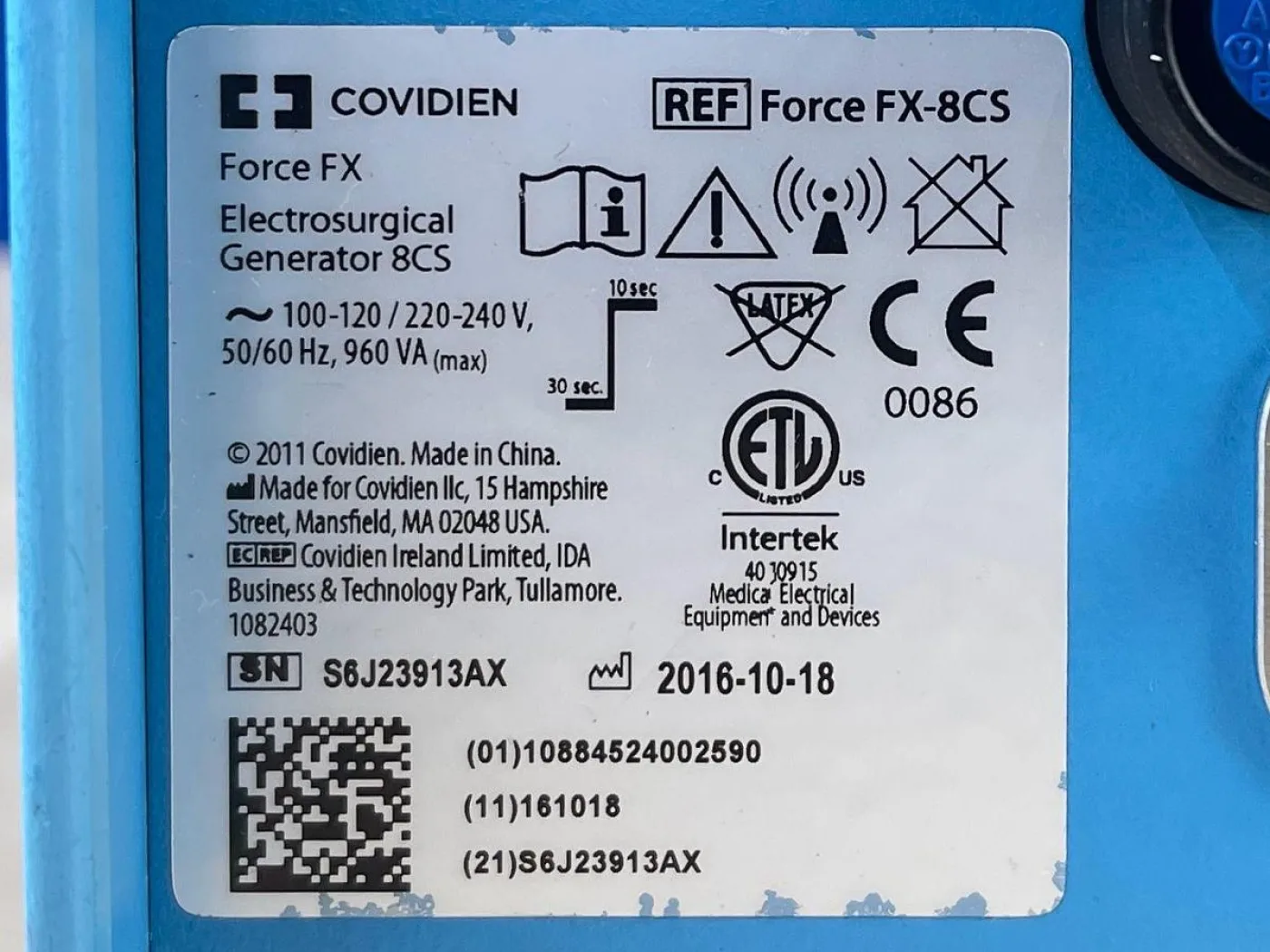 Covidien Force FX YOM: 2016 - 8