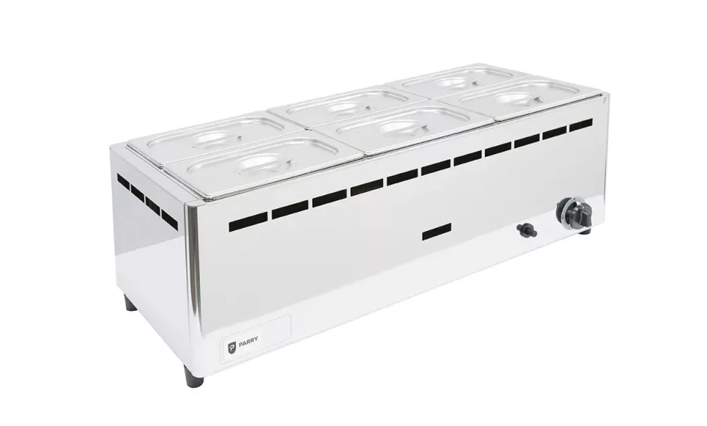 Parry Hot Hold BMF6C-G gas bain marie wet 6 x 1]4 GN. - islandcatering