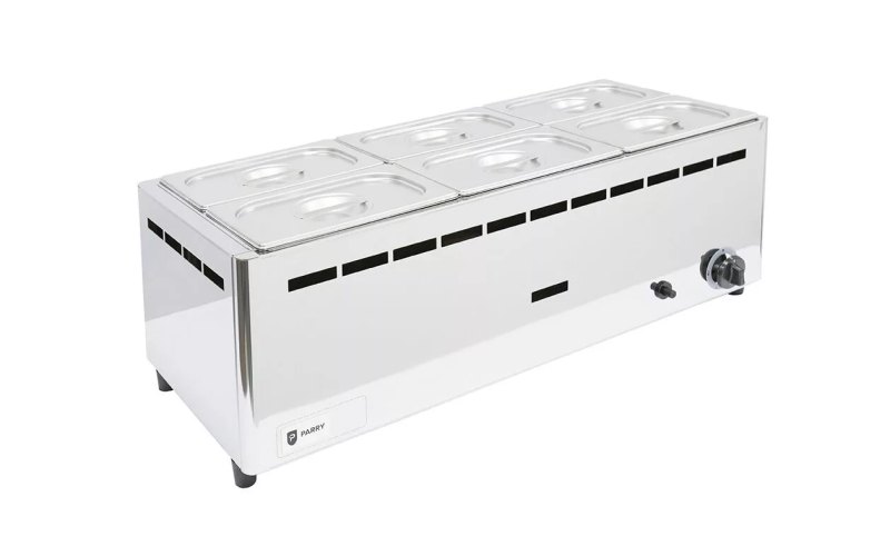 Parry Hot Hold BMF6C-G gas bain marie wet 6 x 1]4 GN. - islandcatering