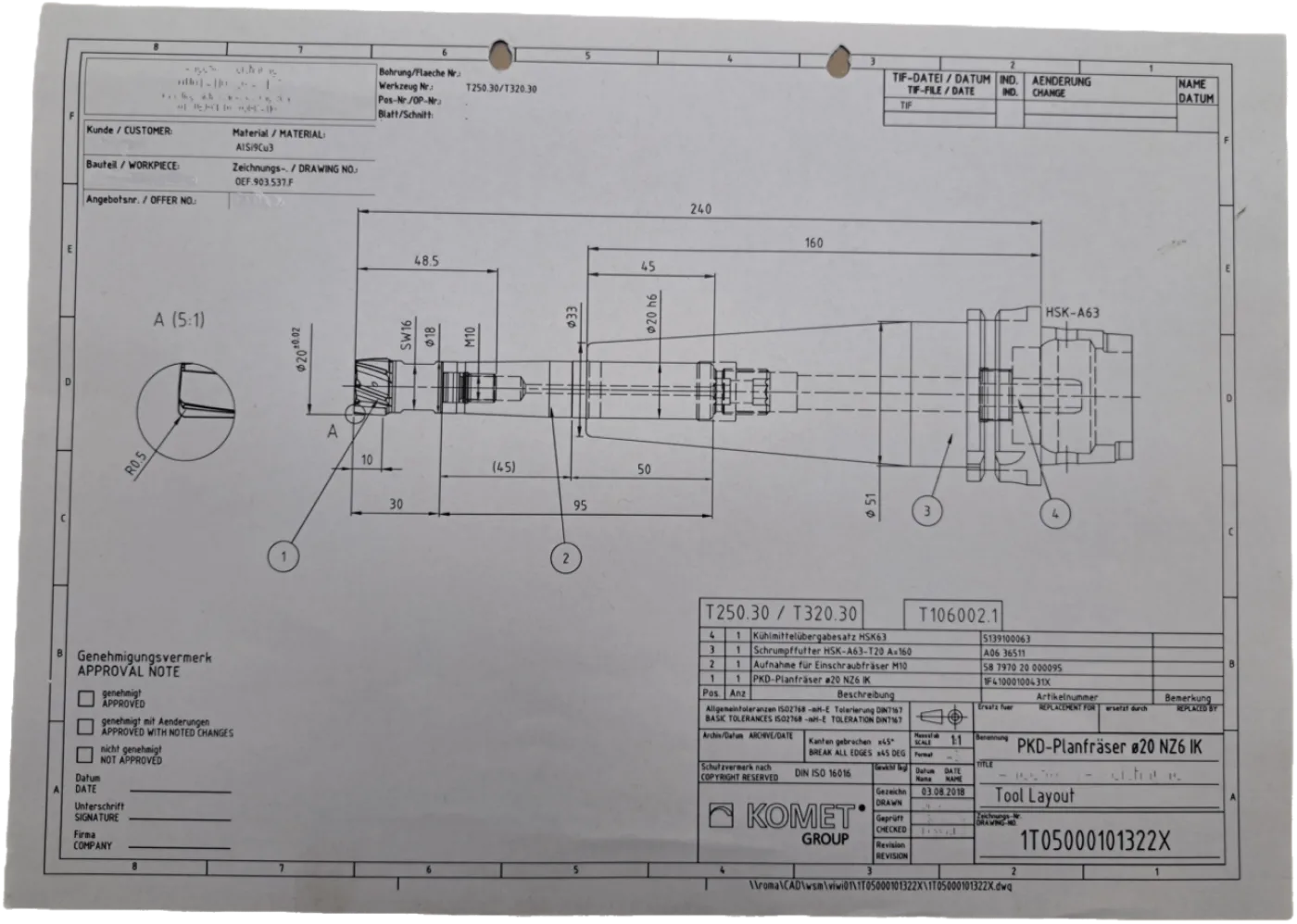 Komet PKD Planfräser Ø20 NZ6 IK - 1