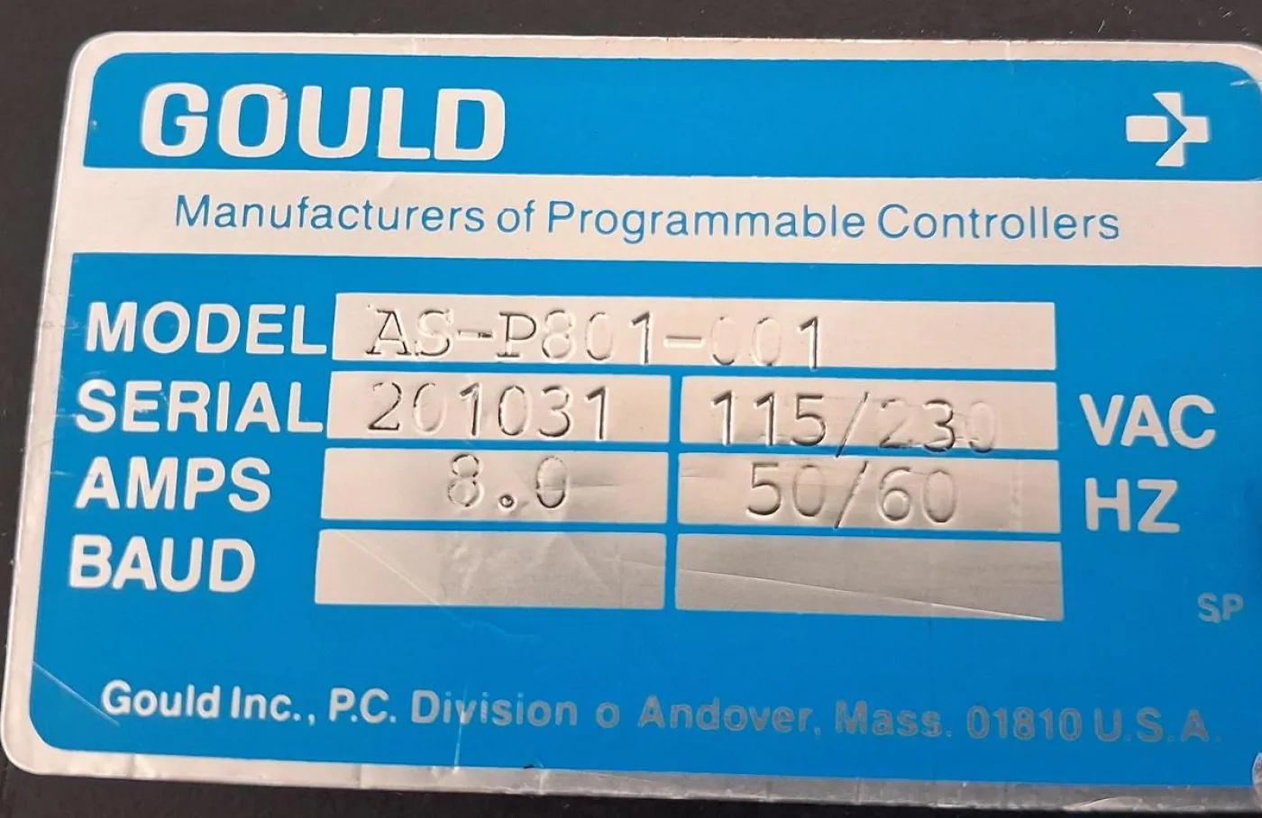 Gould AD-P803-000 Programmable Controller Power Supply - 4