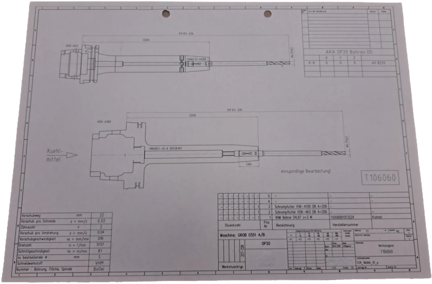 Komet VHM Bohrer D4,97 z=3 IK - 1