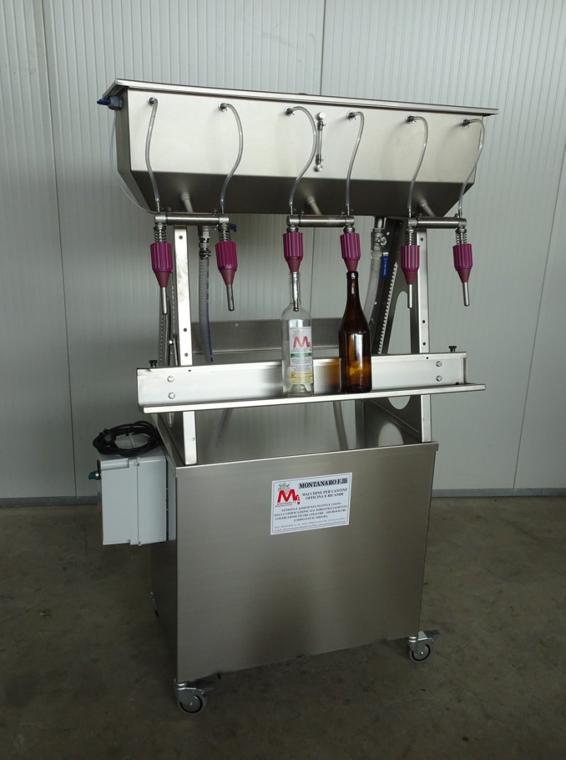 SEMI-AUTOMATIC IN-LINE FILLER 6 NOZZLES WITH PUMP, ELECTRIC PANEL AND PROBES NEW MACHINE