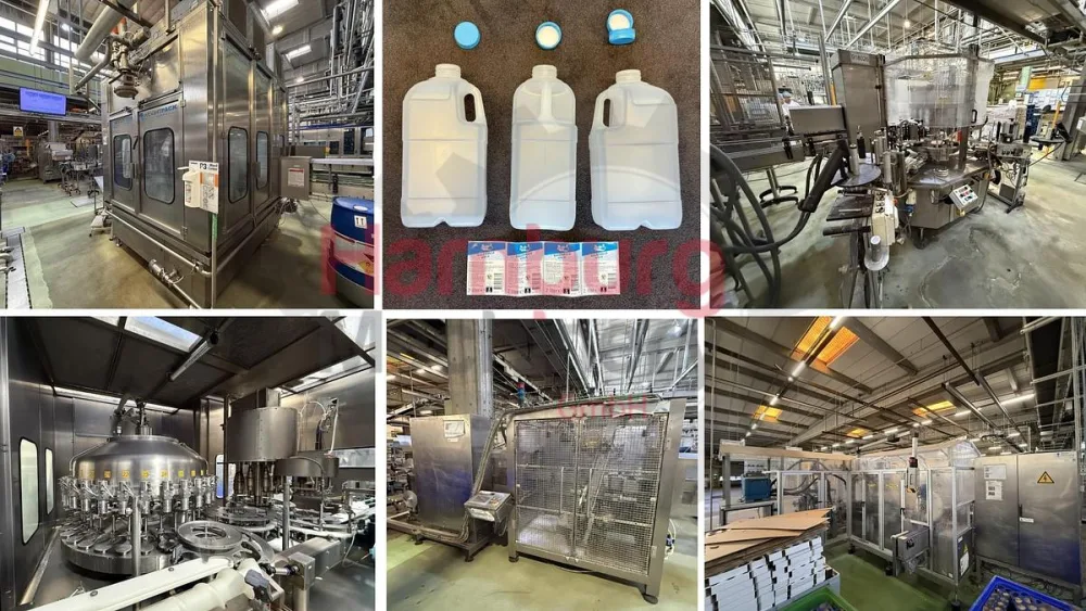 Filling, closing, labelling and packing line for plastic containers of 2 liter with fresh milk - Weightpack WFT 32.10.160