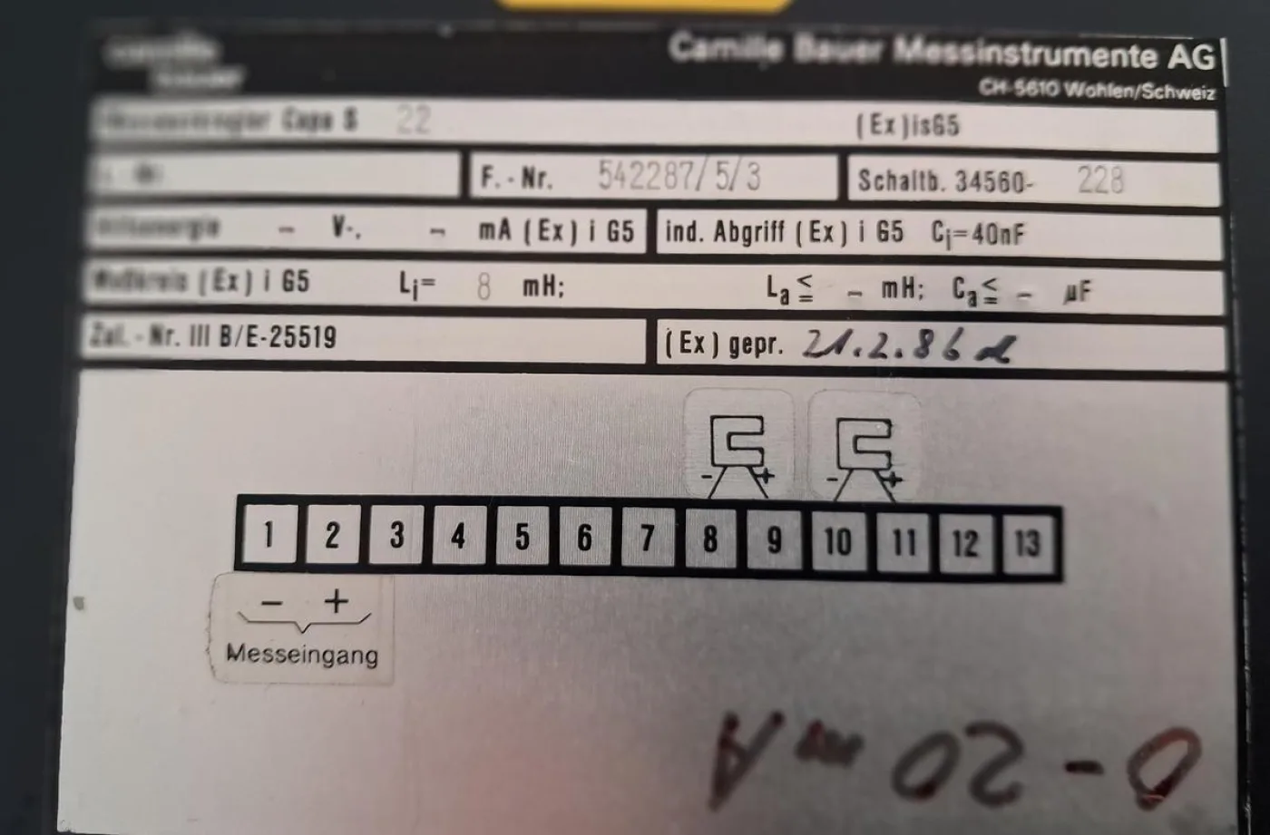 Camille Bauer Drehspulinstrument 4–20 mA pH 0–14 Panel Meter - 4