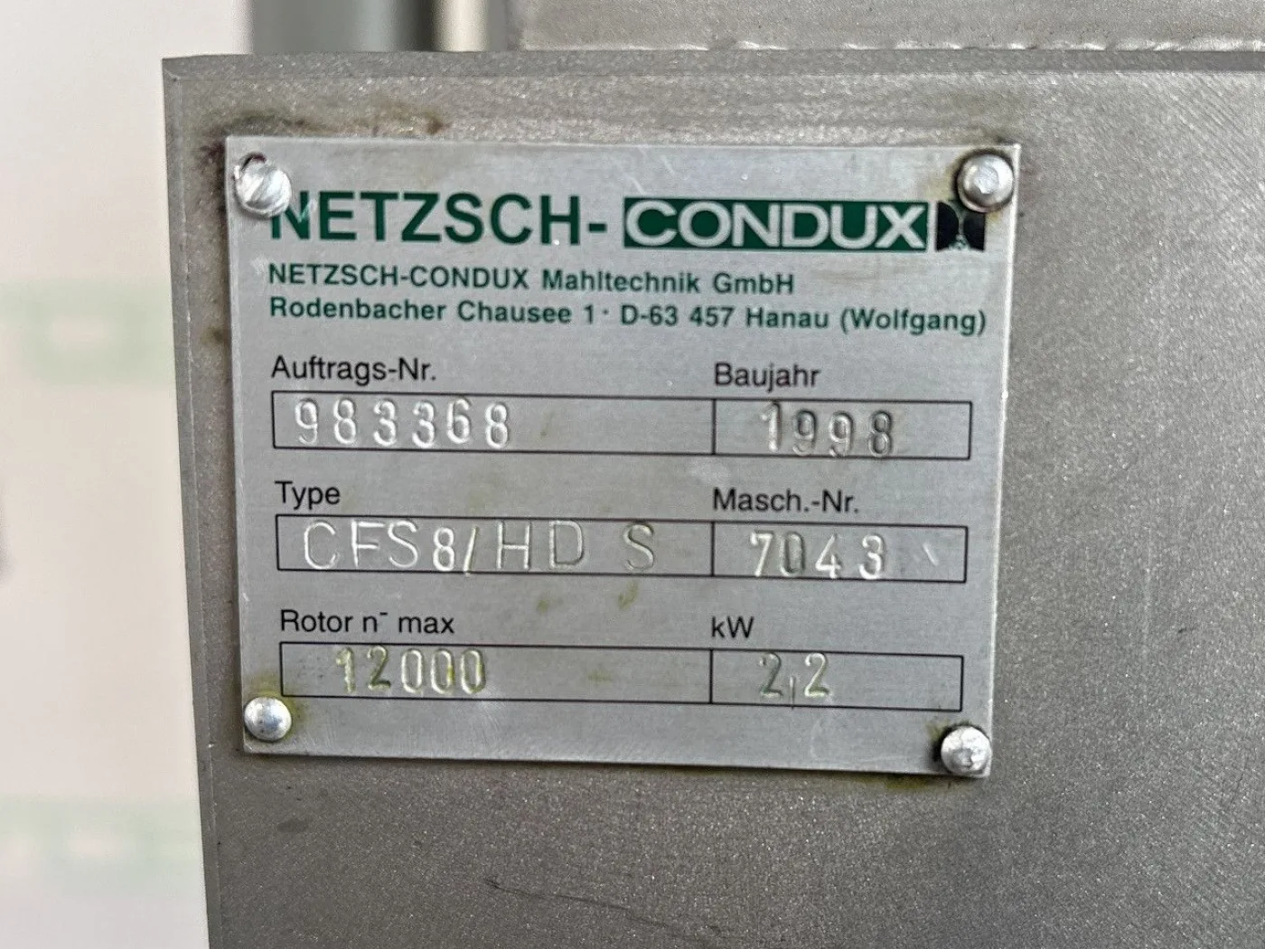Netzsch 16/V-DA DSF & CFS 8/HD-S — Milling Skid - Jet Mill - 1