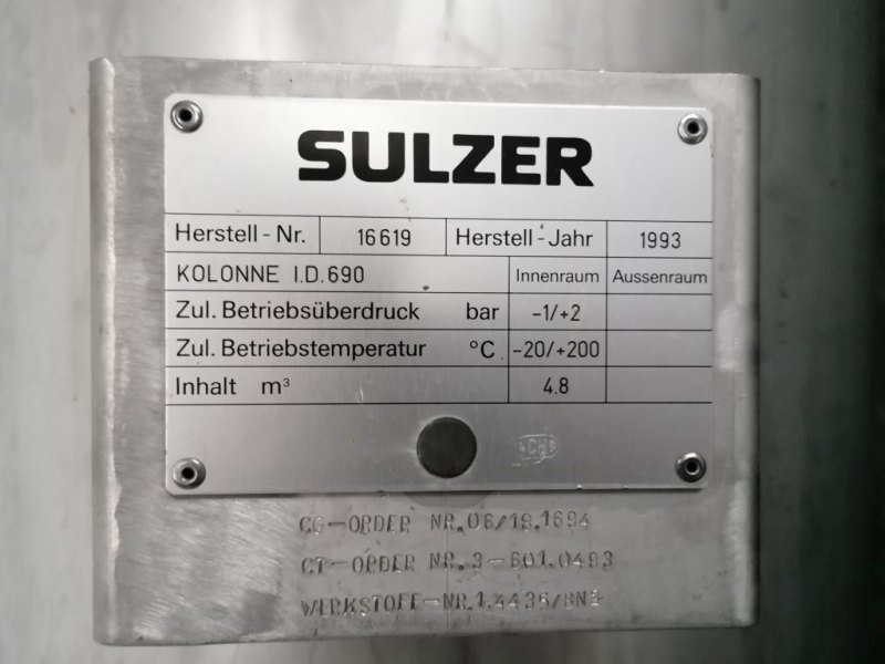 Sulzer Column DN700 STNR - Distillation