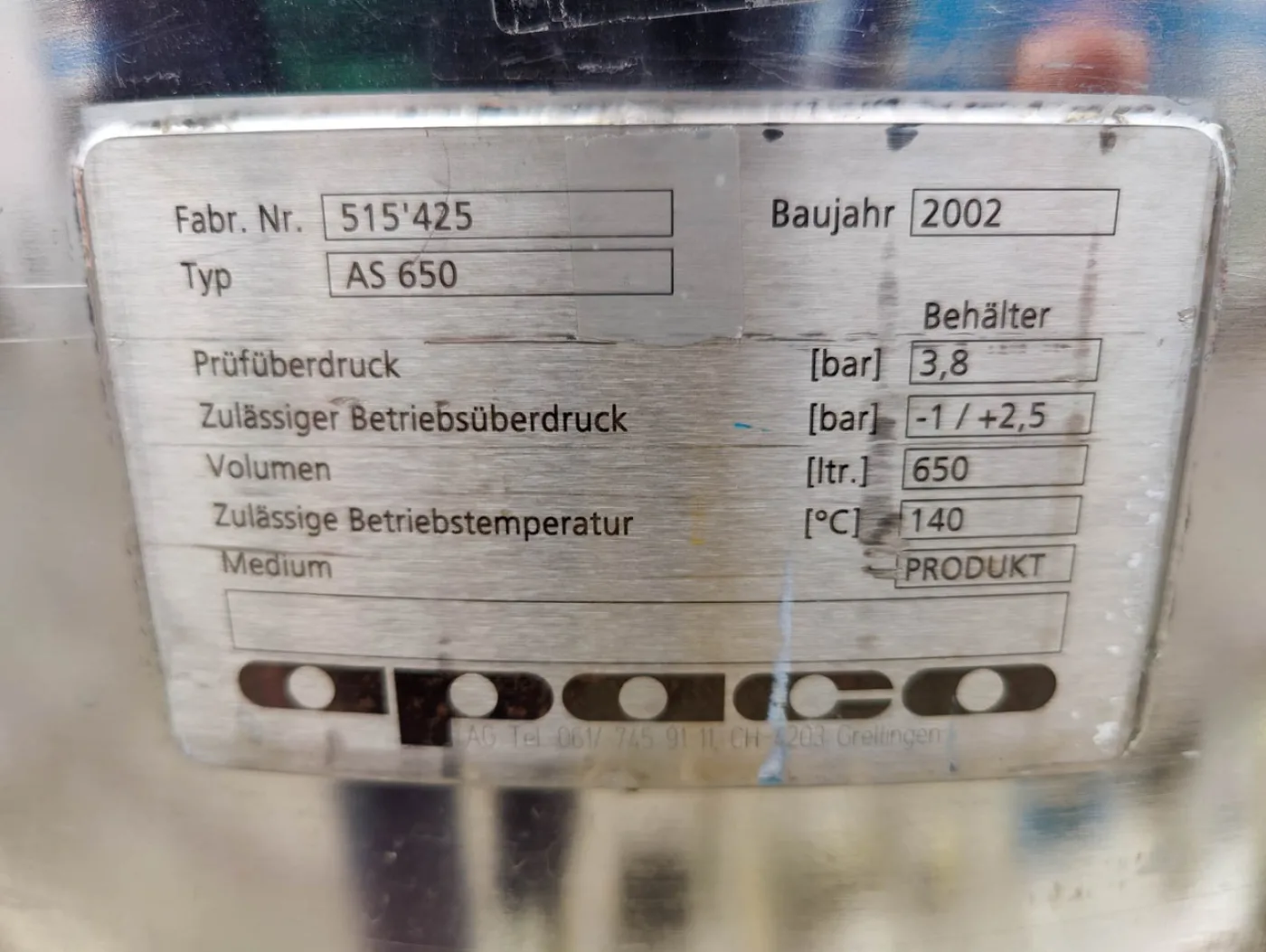 Apaco AG As-650 - Pressure vessel - 3