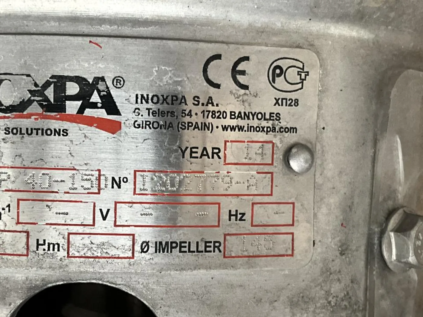 2014 Inoxpa Inoxpa HCP 40-150 Stainless Steel Contact Parts Centrifugal Pump - Line 7 - 6