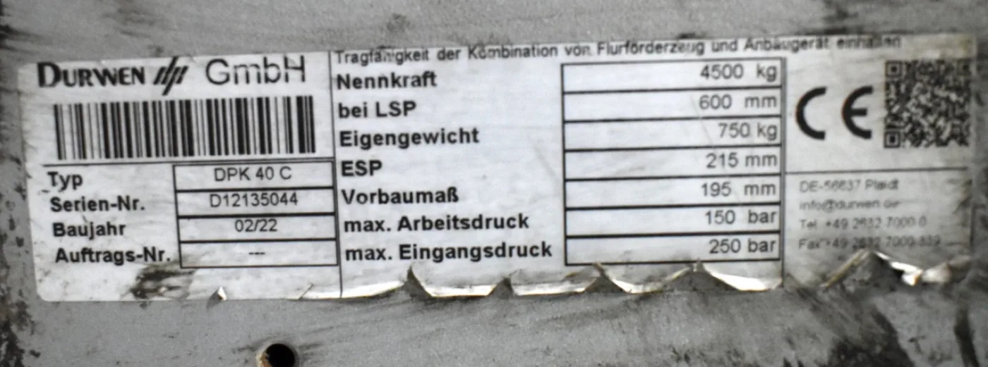 Doppelpalettenklammer Durwen DPK 40 C (2022) - 5