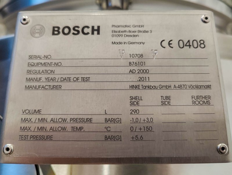 Hinke 290 Ltr. - Pressure vessel