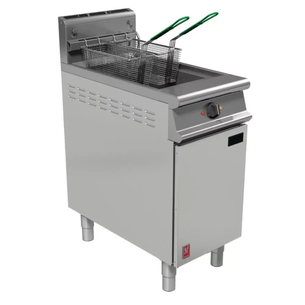 Falcon Dominator Plus Twin Basket Gas Fryer with Filtration & Fryer Angel Propane Gas - islandcatering
