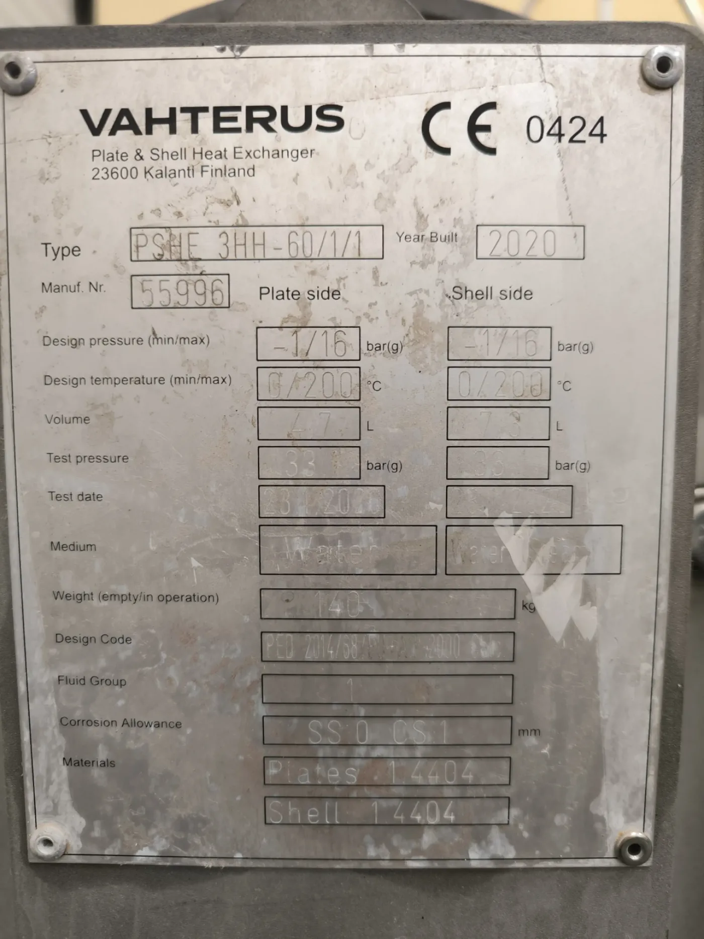 HEAT EXCHANGER VAHTERUS PSHE 3HH 60/1/1 INSULATED - 8