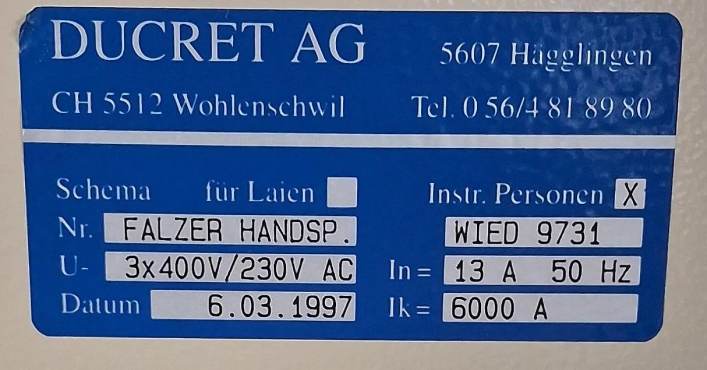 DUCRET AG Falzanlage, Modell FAZLER HANDSP - 2