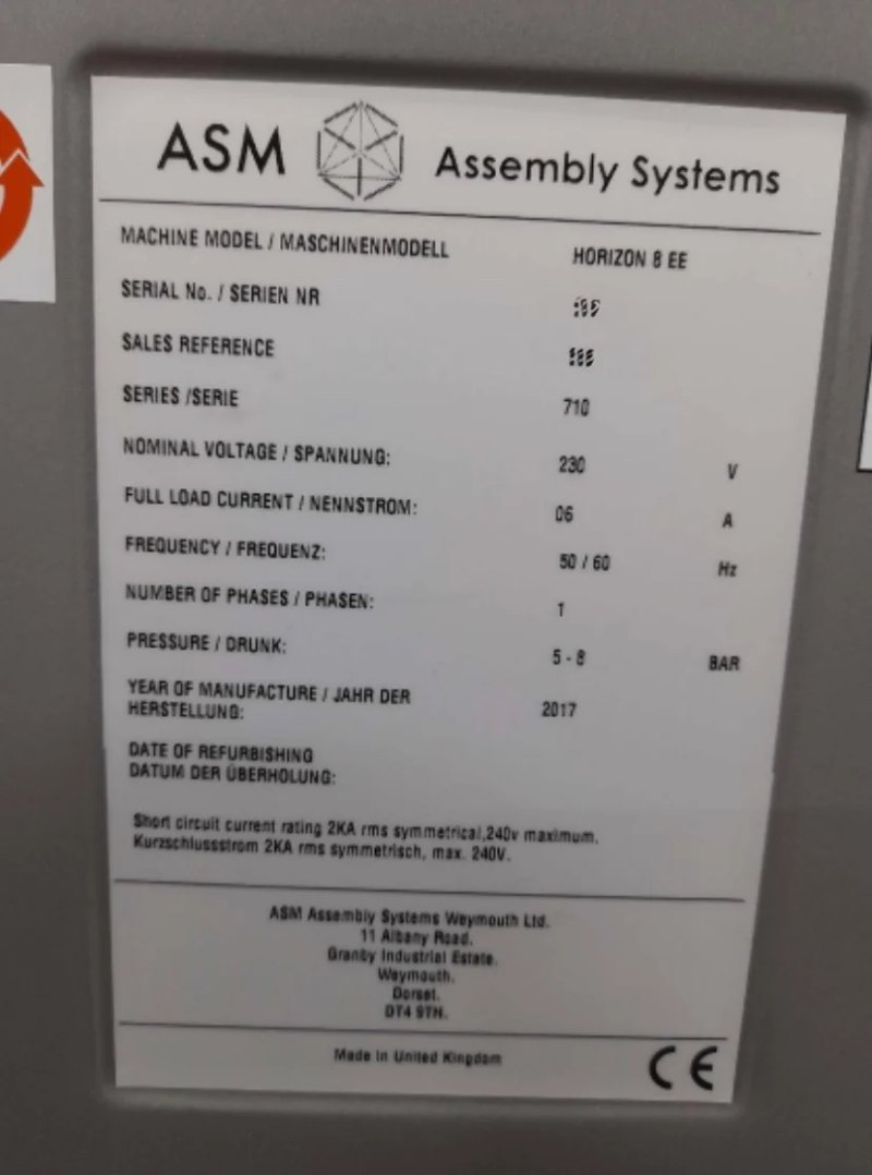 DEK Horizon 8 EE, screen printer, vintage 2017