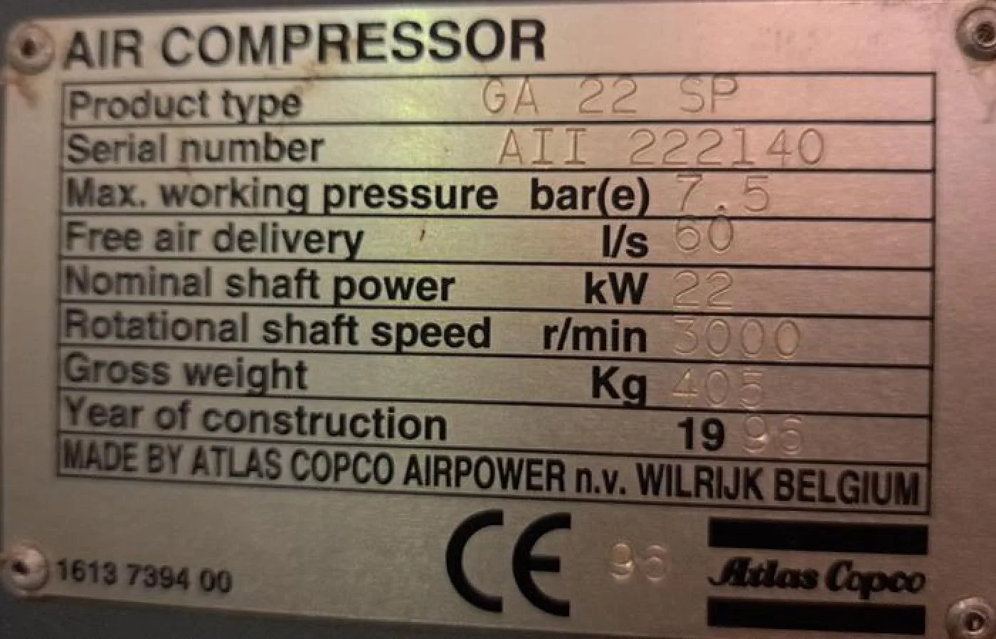 Compressor Atlas Copco GA22 - 4
