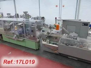 LÍNEA DE BLISTER Y ESTUCHADO CON BLISTER “CAM PARTENA” M-82 PARA FORMADO – LLENADO – SELLADO Y CORTADO DE BLISTERS DE PVC - ALUMINIO CON CÁMARA DE VISIÓN ARTIFICIAL DE DETECCIÓN DE PRESENCIA DE PRODUCTO, TRANSFER Y ESTUCHADORA “MARCHESINI” MA-310